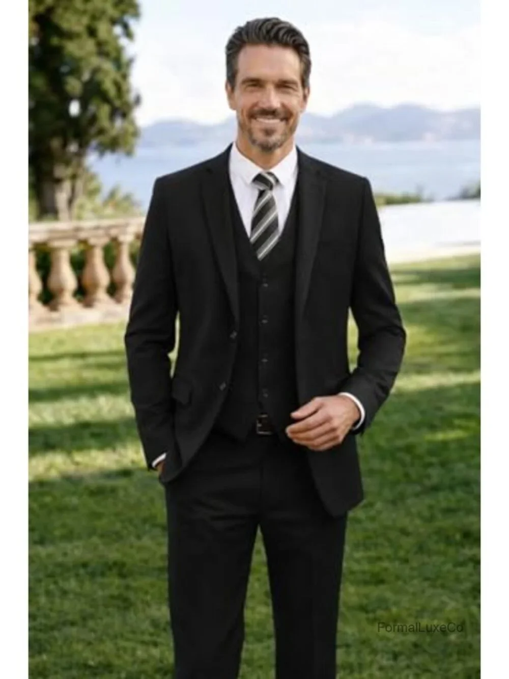 Men's 3 Piece Suit Set Classic Fit 2 Button Wedding Business Prom Jacket Vest